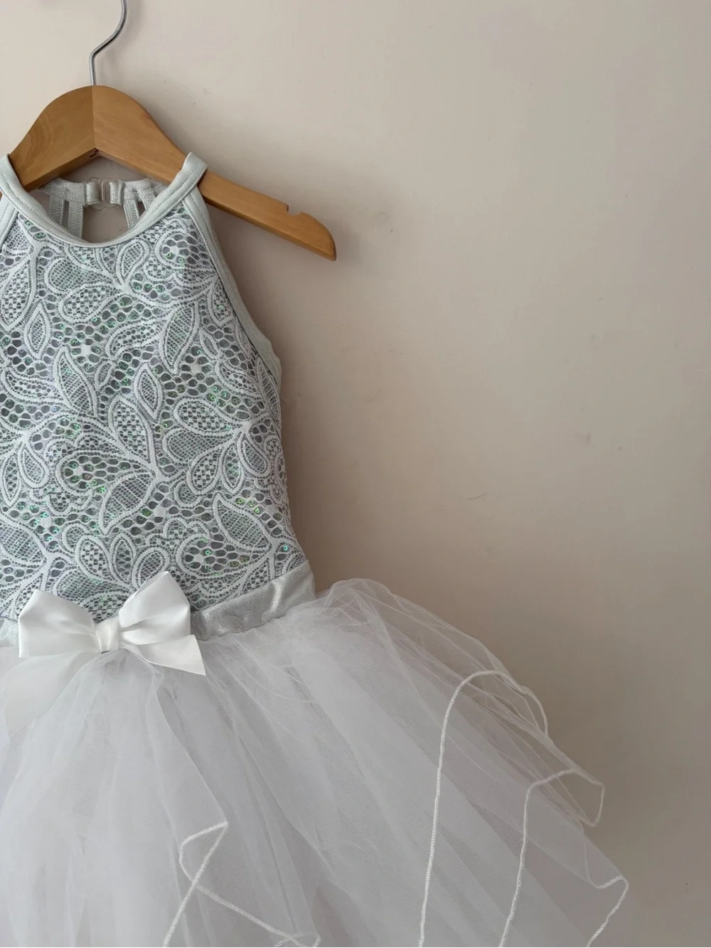 WEISSMAN EUC White Silver Sequin Lace Angel Tutu Ballet Dance Recital Costume
